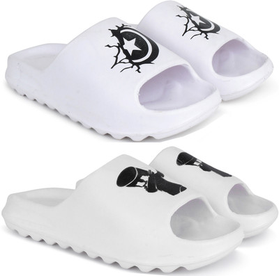 KAPYANSH Men Slides(White, White , 7)