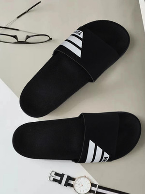 Tzen Men Slippers(White, Black , 10)