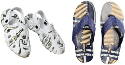 BLIBBERS Men Slippers(White, Blue , 9)