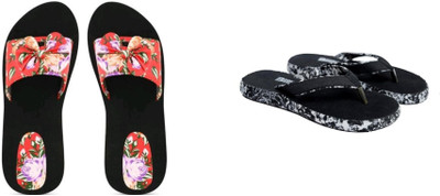 BOOMBEAUTY Women Flip Flops(Multicolor , 5)