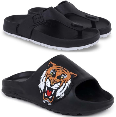 KAPYANSH Men Slippers(Black, Black , 7)