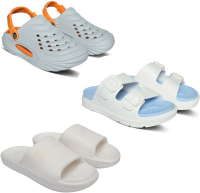 Acorn Men Slides(Grey, Blue, White , 10)