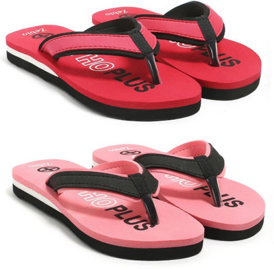zebio Women Slippers(Red, Black, Pink, Black , 5)