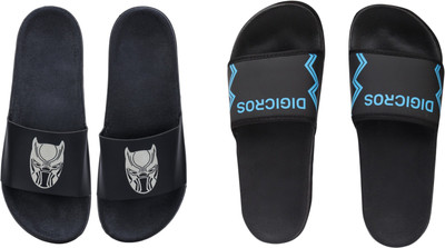 Digimahadev Men Flip Flops(Black , 8)
