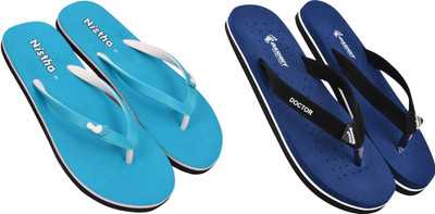 NISTHA Women Flip Flops(Navy, Blue , 4)