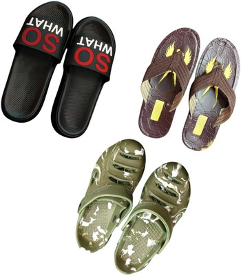 BLIBBERS Men Slippers(Black, Brown, Green , 9)