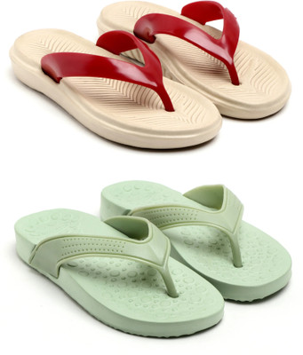 GENVE Women Flip Flops(Multicolor , 5)