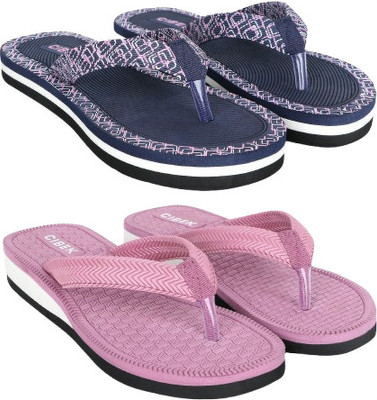 CIBEK Women Doctor step with cibek comfortable extra soft daily wear women slipper pack of 2 Flip Flops(Multicolor , 7)