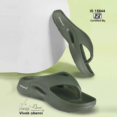 BERSACHE Men Flip Flops(Green , 8)