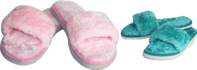 rexizone Women Flip Flops(Green, Pink , 3)