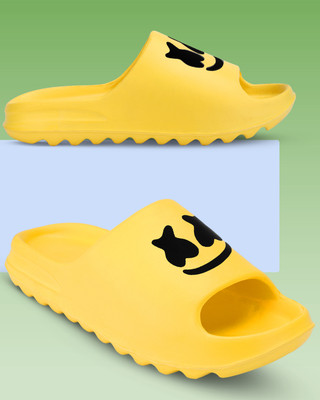 TieFit Men Men's Super Soft Comfortable Arch Fit Anti Skid Marsh Mallow Slides(Yellow , 7)