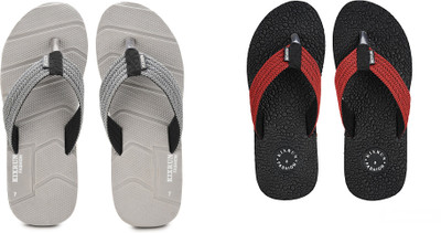 KIXRUN FASHION Men Slippers(Black, Grey , 6)