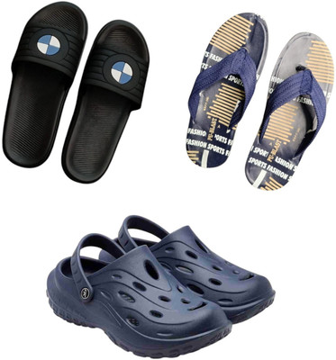 BLIBBERS Men Slippers(Black, Blue, Navy , 9)