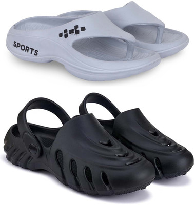 Pampy Angel Men Slippers(Grey, Black , 8)