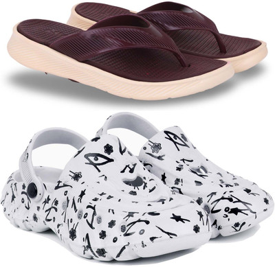 Kapani Fashion Men Slippers(Maroon, White , 9)