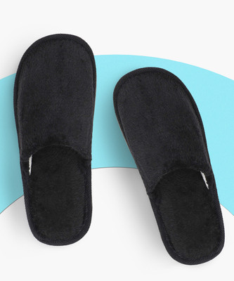 ILU Men Slipper for Men's Flip Flops Winter Slides Home Open Toe Non Slip Black Slippers(Black , 8)