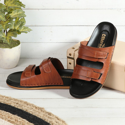 Comfro Men Slippers(Tan , 10)