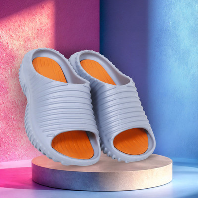 Monex Men Slides(Grey, Orange , 10)