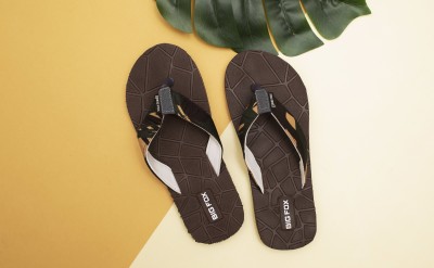 BIG FOX Men Flip Flops(Brown , 8)