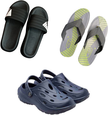 BLIBBERS Men Slippers(Black, Grey, Navy , 9)