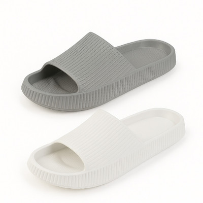 ABJ Fashion Men Slippers(Grey, White , 6)