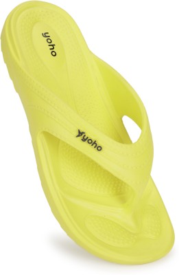 yoho Women Drizzle Soft Slippers| Mild Acupressure | Lightweight | Anti Skid | Waterproof Flip Flops(Yellow , 5)