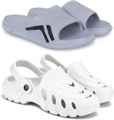 KAPYANSH Men Slippers(Grey, White , 8)