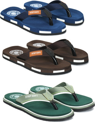 Stepsoft Men Slippers(Blue, Brown, Green , 8)