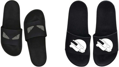nvisan Men Slides(Black , 6)