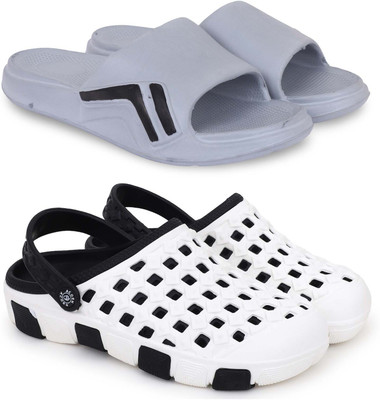 Pampy Angel Men Slippers(Grey, Black , 8)