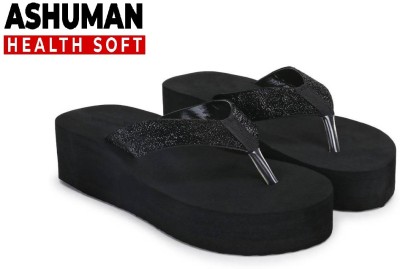 ASHUMAN Women Premium Extra Soft Daily use Comfortable Slippers for Women Flip Flops(Black , 8)