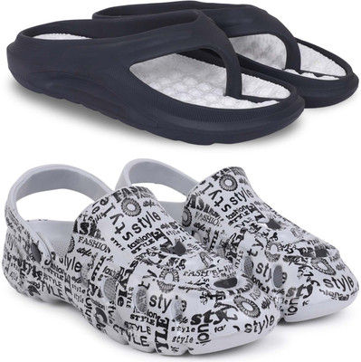 Pampy Angel Men Slippers(Black, Grey , 7)