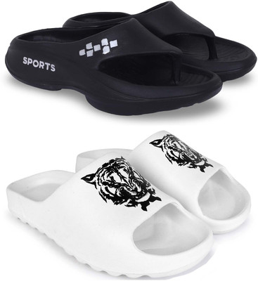 Pampy Angel Men Slippers(Black, White , 8)