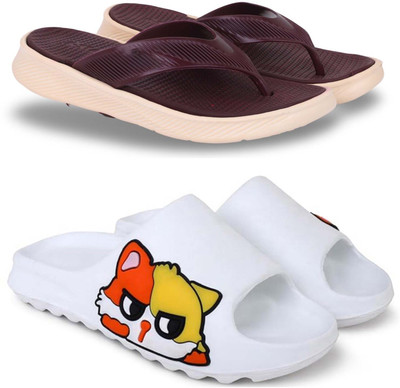 Pampy Angel Men Slippers(Maroon, White , 7)