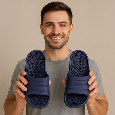 Feel alive Men Slides(Blue , 8)