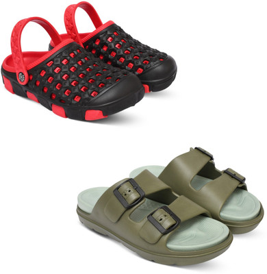 Acorn Men Slides(Red, Olive, Black , 9)