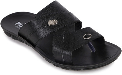 PU-SPM Men Flip Flops(Black , 7)