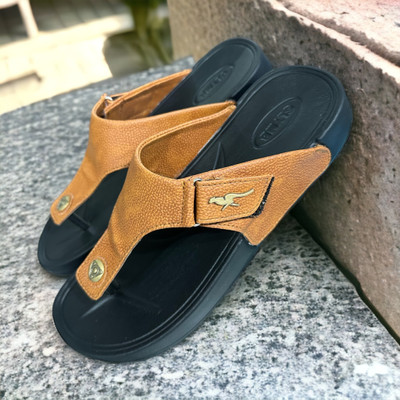 TRZ Men Flip Flops(Tan , 10)