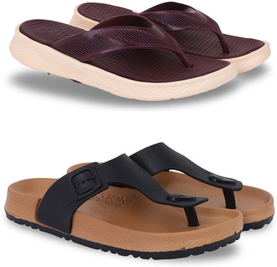 KAPYANSH Men Slippers(Maroon, Beige , 9)