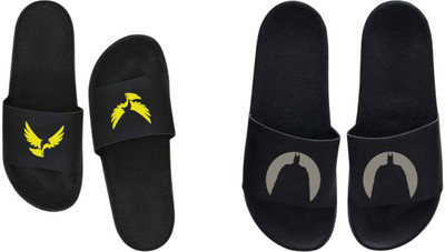 nvisan Men Slides(Grey, Yellow, Black , 8)