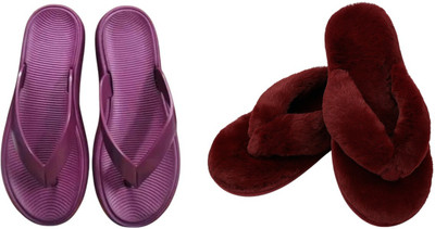 Shivaru trader Women Slippers(Maroon, Purple , 7)