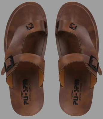 PU-SPM Men Flip Flops(Brown , 8)