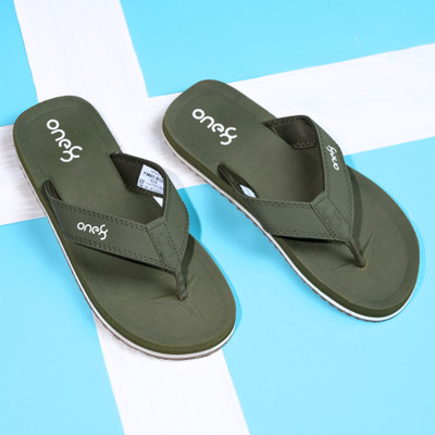 one8 Men Flip Flops(Olive , 8)