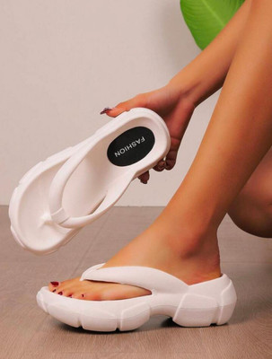 Shozie Women Flip Flops(White , 6)