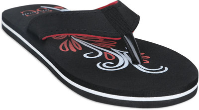 SOUL CULTURE Women Flip Flops(Black , 6)