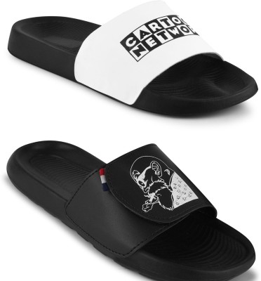 Foot Print Men Slides(Black , 10)