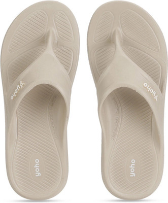 yoho Men Drizzle Soft Slippers| Mild Acupressure | Lightweight | Anti Skid | Waterproof Flip Flops(Beige , 8)