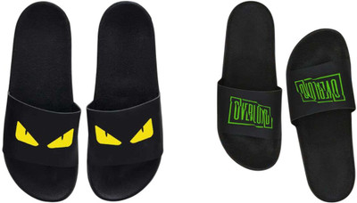 nvisan Men Slides(Yellow, Green , 8)