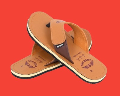 THE BABA Men Flip Flops(Brown , 10)