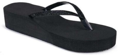 BOOMBEAUTY Women Flip Flops(Black , 7)